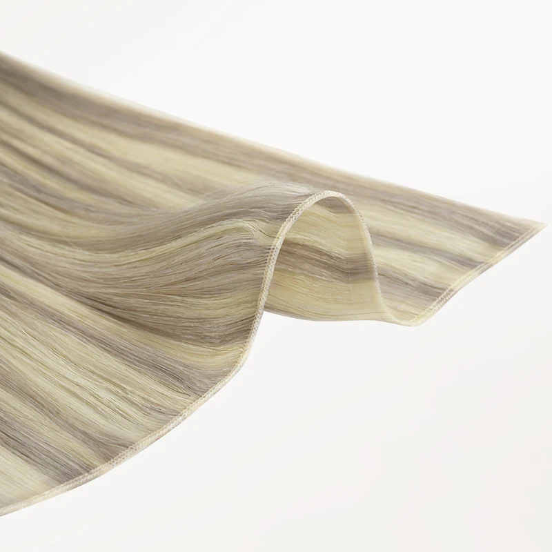 Ash Blonde Highlights (17A/60A) Genius Tape Weft Hair Extensions 60g - Image 3