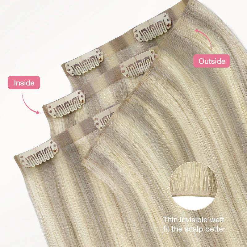Ash Blonde Highlights (17A/60A) Invisi Edge Seamless Clip-Ins (140g-160g) - Image 7