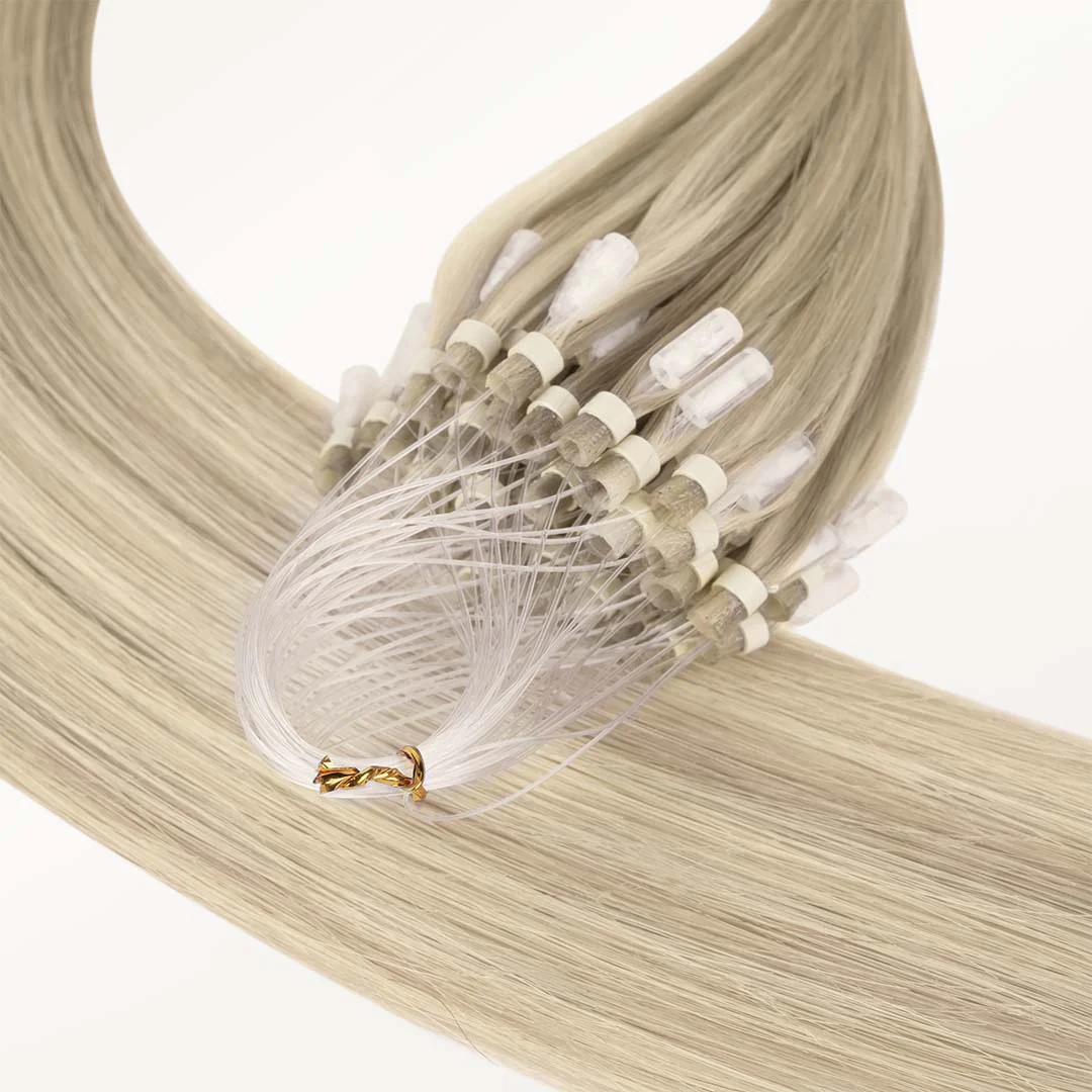 Ash Blonde Highlights (17A/60A) Micro Link Tip Hair Extensions - Image 4