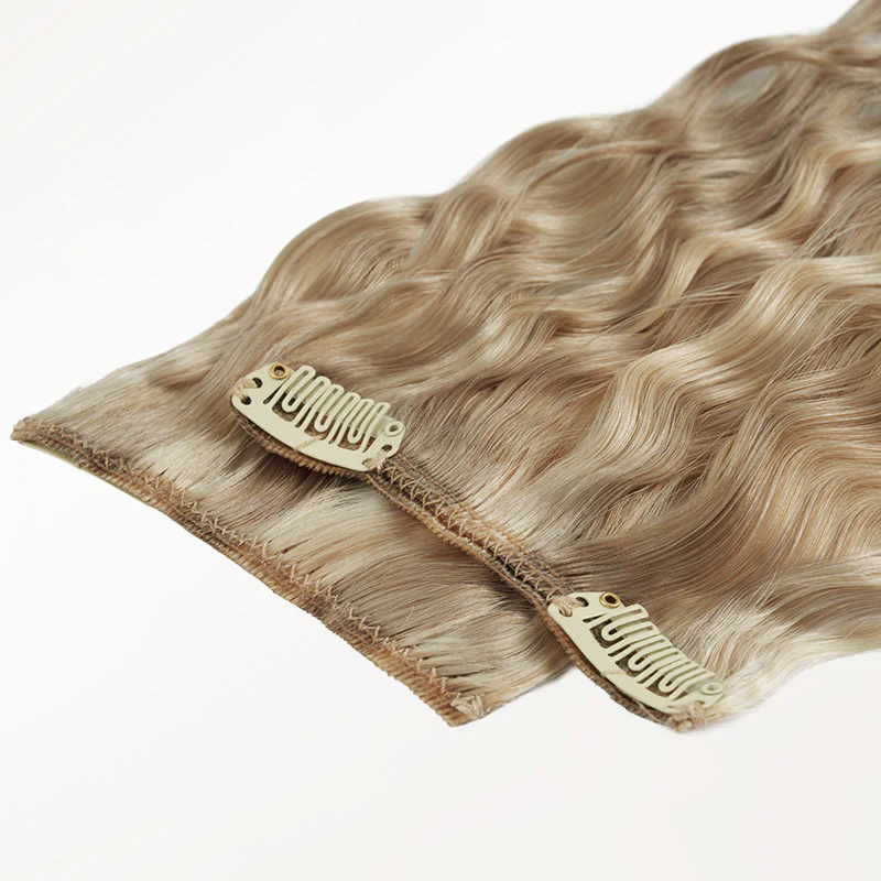 Ash Blonde Highlights (17B/20A) Elf Curly Clip-in Hair Extensions (120-150g) - Image 3