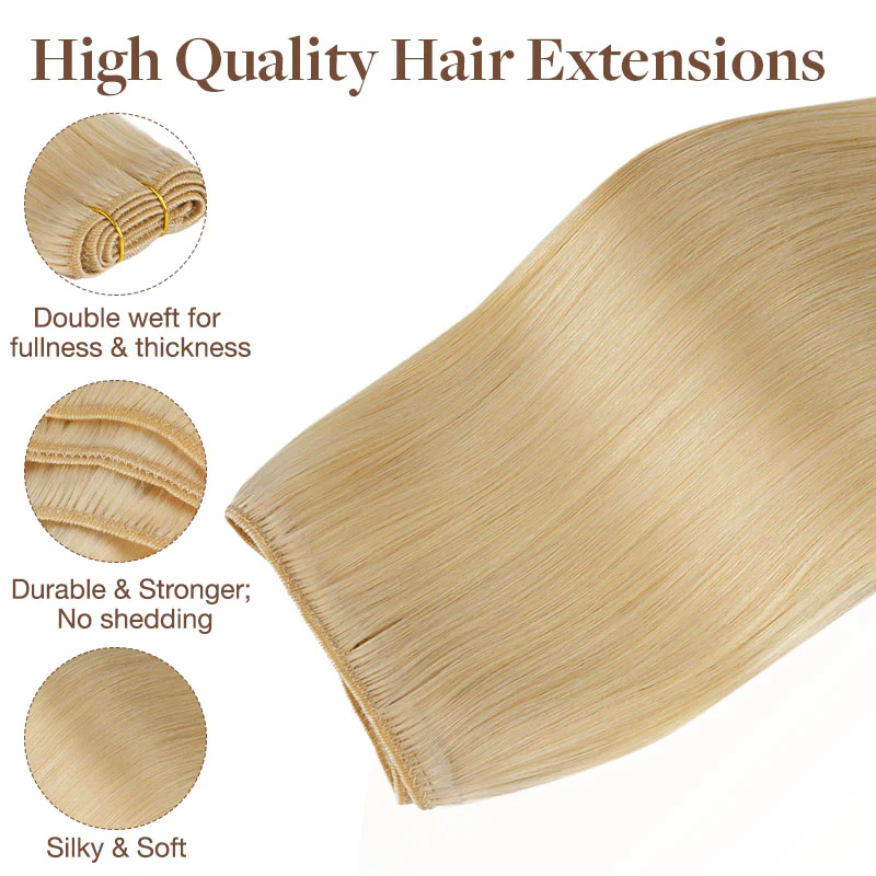 Bleach Blonde (613) Sew-In Weft Hair Extensions (80g-120g) - Image 6
