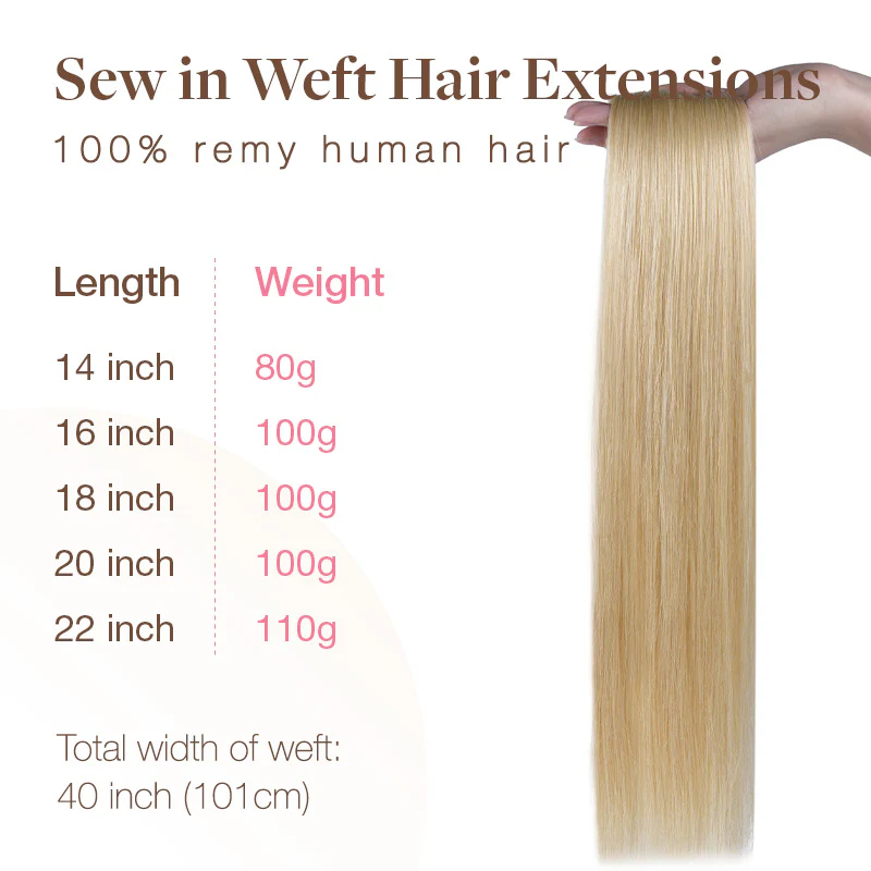 Bleach Blonde (613) Sew-In Weft Hair Extensions (80g-120g) - Image 7