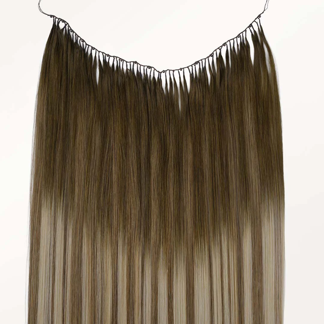 Bleach Blonde Balayage (3/8/613) Feather Weft Hair Extension (50g-60g) - Image 4