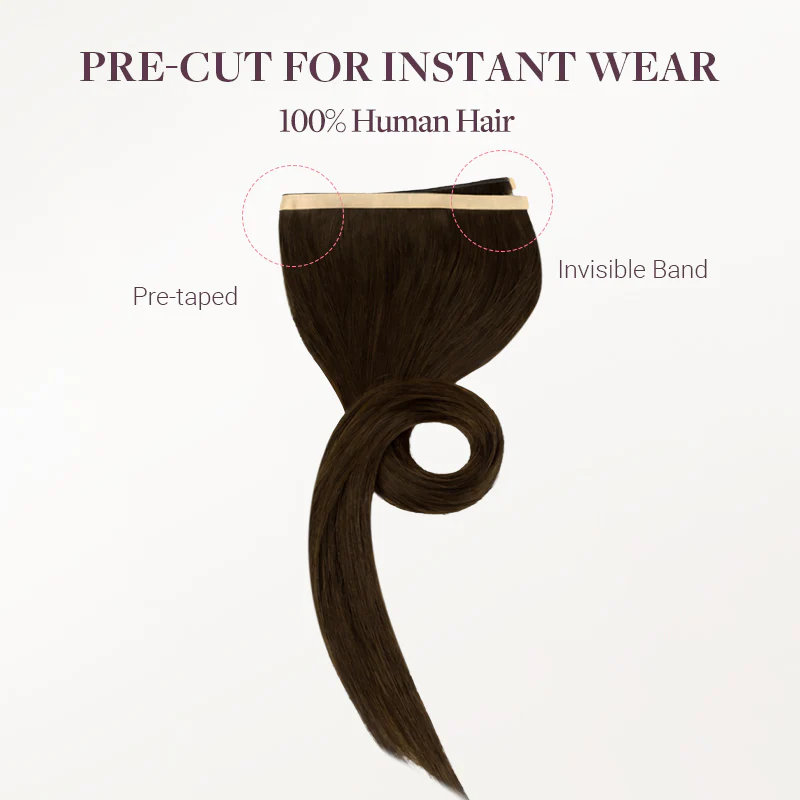 Chocolate Brown (4A) Genius Tape Weft Hair Extensions 60g - Image 18
