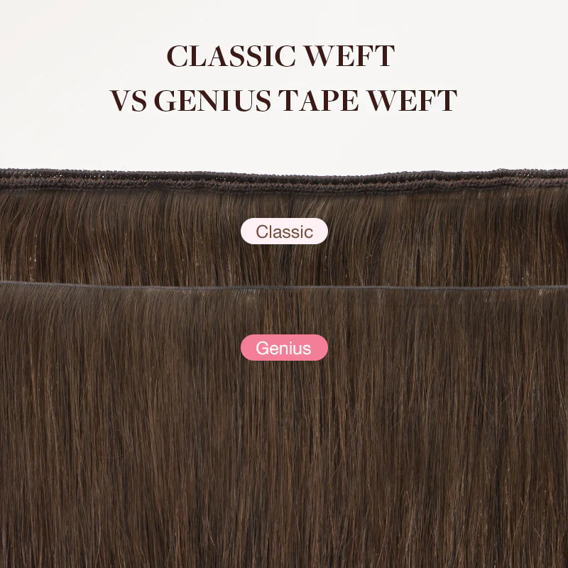 Chocolate Brown (4A) Genius Tape Weft Hair Extensions 60g - Image 5