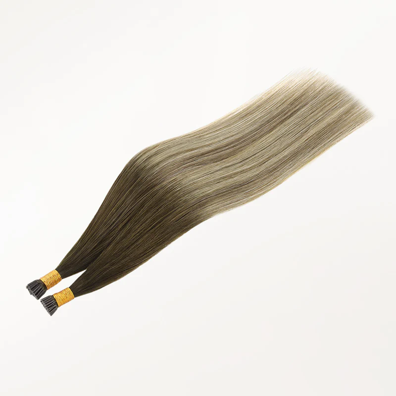 Bleach Blonde Balayage (3/8/613) I-Tip Hair Extensions 50g - Image 6
