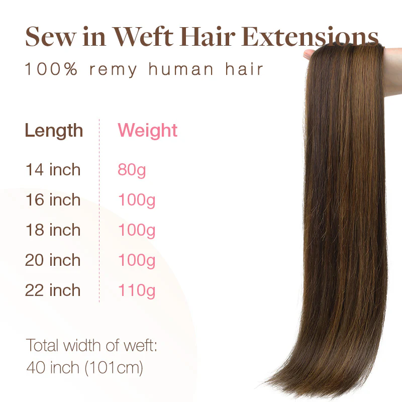 Brown Sugar Swirl Highlights (2C/4E/6C) Sew-In Weft Hair Extensions (80g-120g) - Image 6