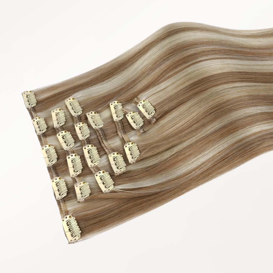 Brown to Platinum Blonde Highlights (PM8G/1000) Classic Clip-Ins (120g-150g) - Image 8