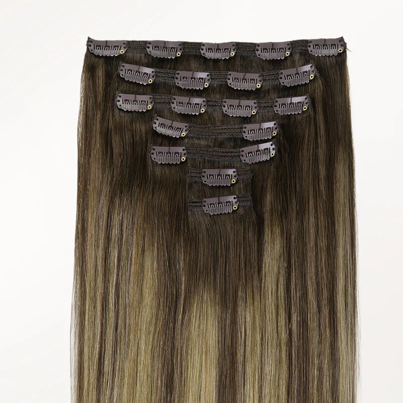 Caramel Blonde Balayage (4/27/4) Full Classic Clip-Ins (160g-220g) - Image 4