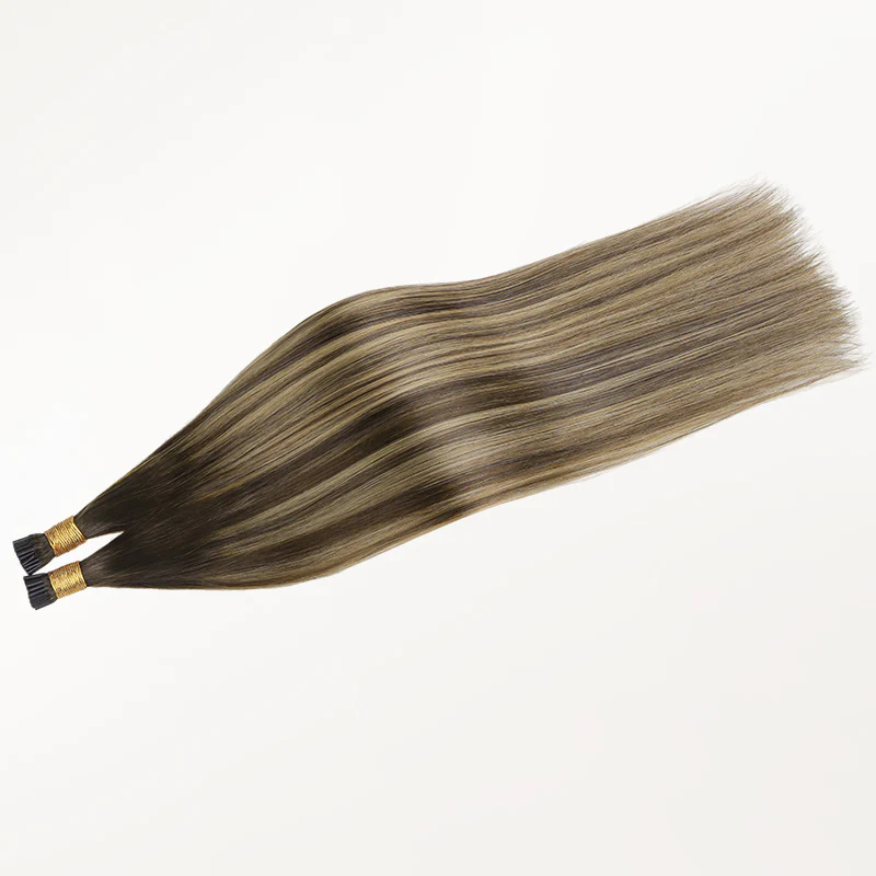 Caramel Blonde Balayage (4/27/4) I-Tip Hair Extensions 50g - Image 6