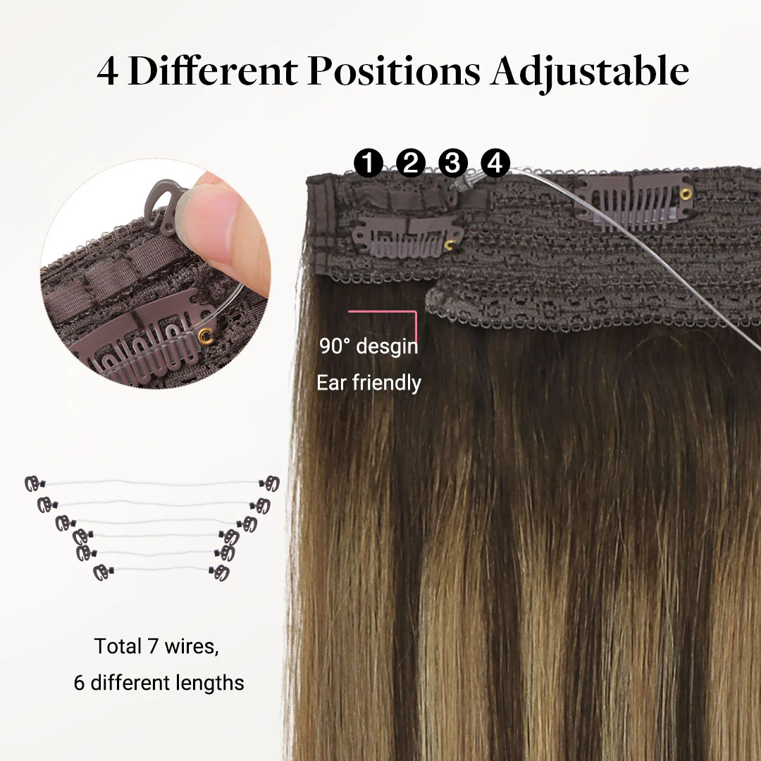 Caramel Blonde Balayage (4/27/4) Pro & Wire Hair Extension (70g-140g) - Image 3