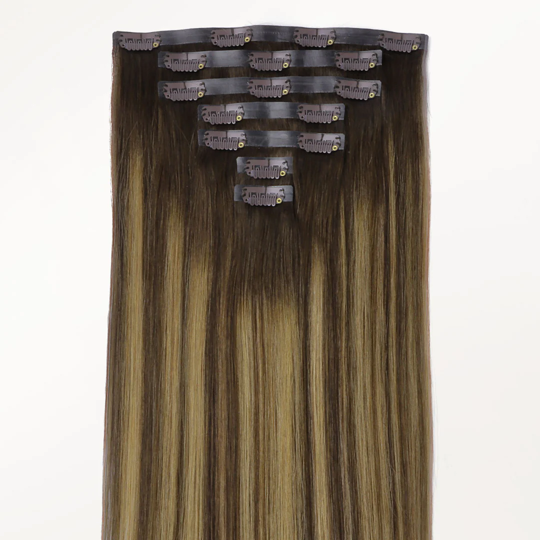 Caramel Blonde Balayage (4/27/4) Seamless Clip-Ins (130g-160g) - Image 3