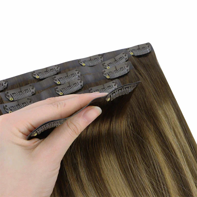 Caramel Blonde Balayage (4/27/4) Seamless Clip-Ins (130g-160g) - Image 6
