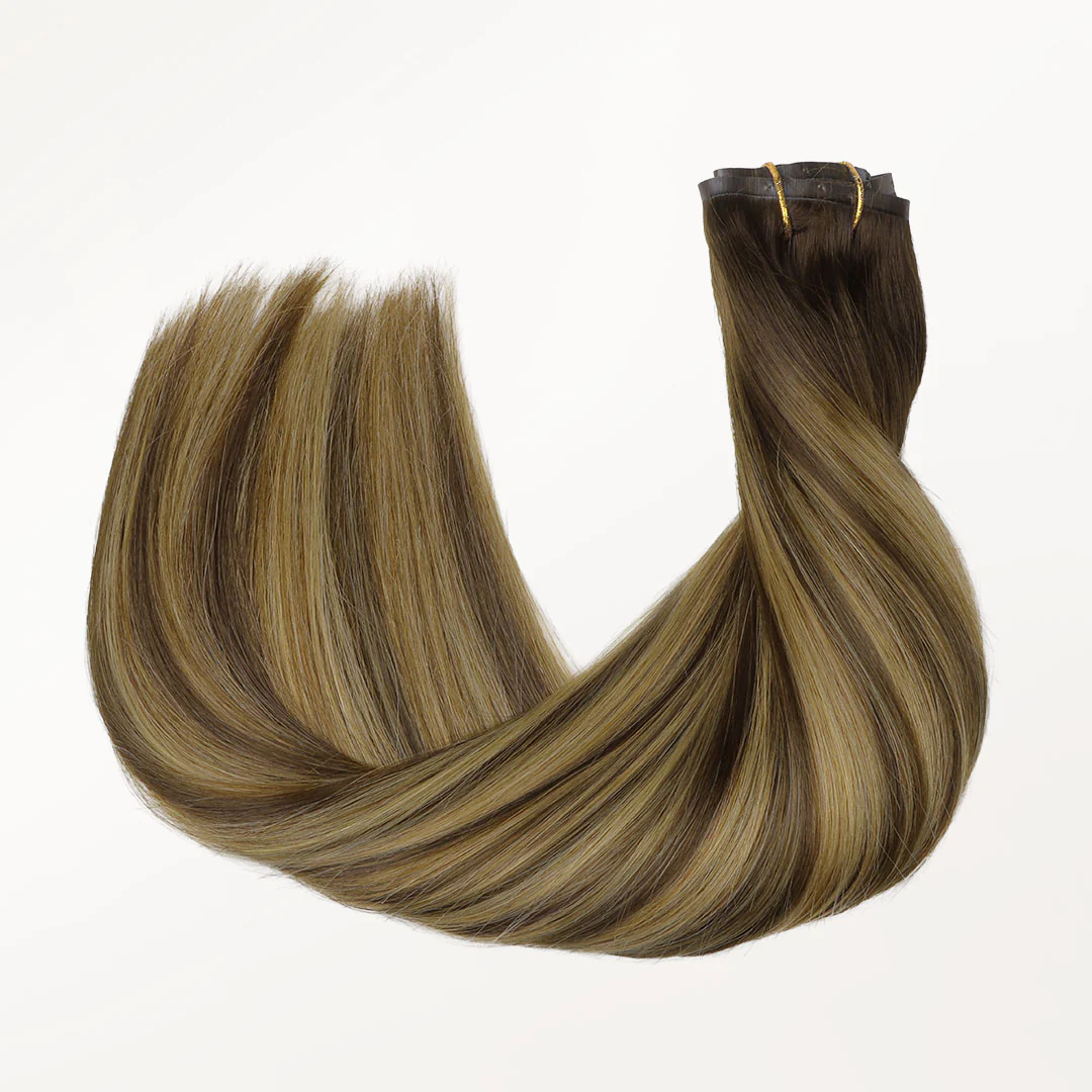 Caramel Blonde Balayage (4/27/4) Seamless Clip-Ins (130g-160g) - Image 8