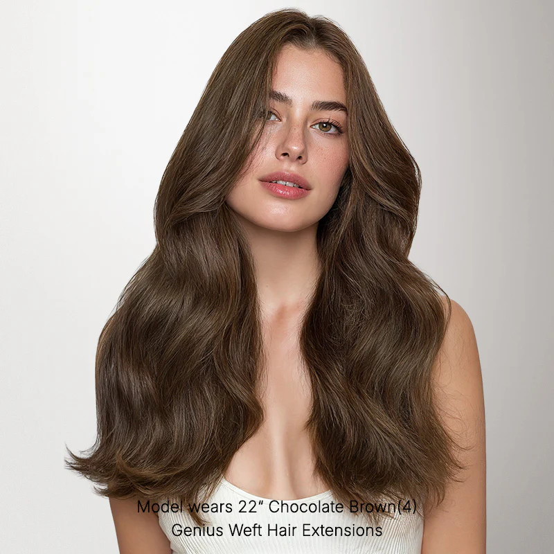 Chocolate Brown (4A) Thick Genius Tape Weft Hair Extensions 100-120g - Image 11