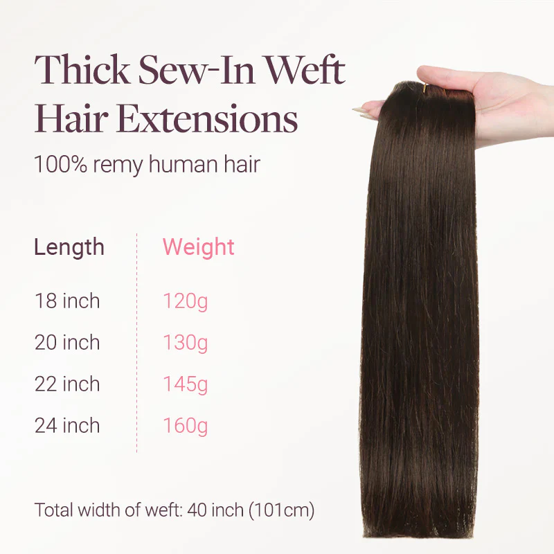 Chocolate Brown (4A) Thick Sew-In Weft Hair Extensions (120g-160g) - Image 3