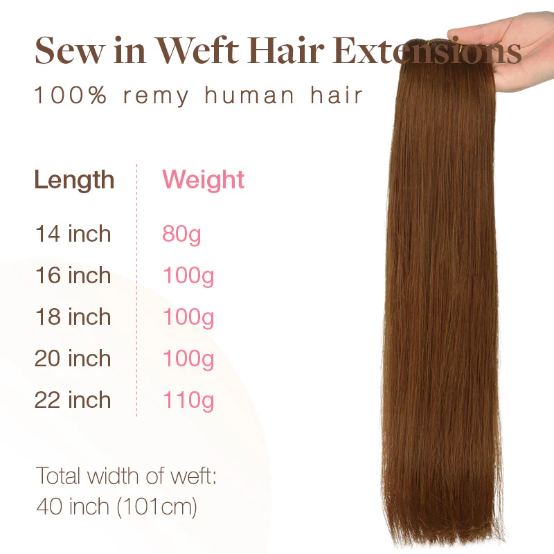 Copper (350) Sew-In Weft Hair Extensions (80g-110g) - Image 7