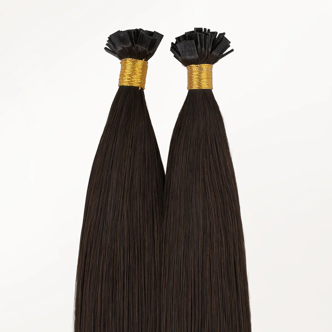 Dark Brown (2) Flat Tip Hair Extensions 60g - Image 3