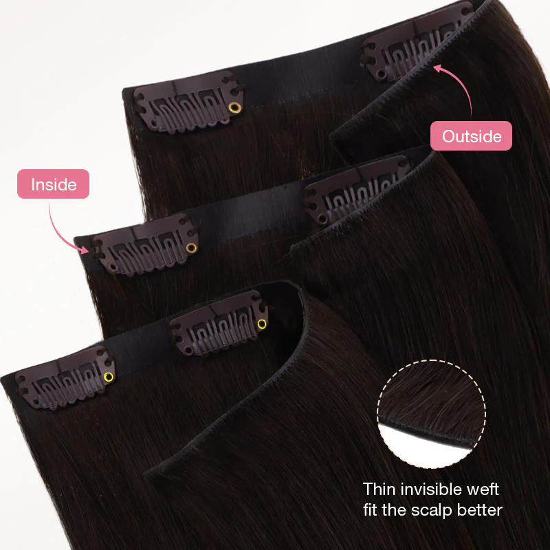 Dark Brown (2) Invisi Edge Seamless Clip-Ins (140g-160g) - Image 7