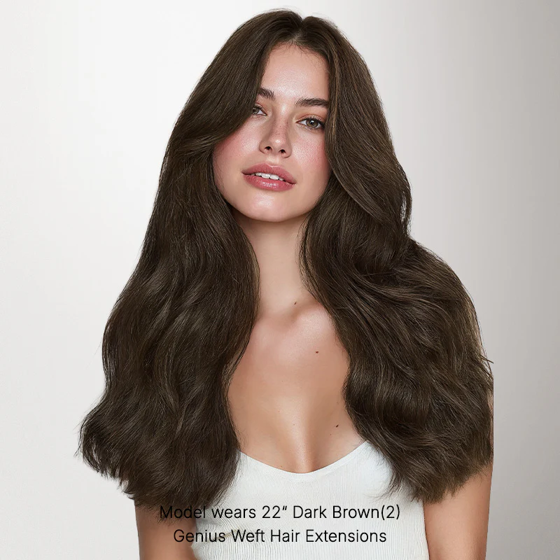 Dark Brown (2) Thick Genius Tape Weft Hair Extensions 100-120g - Image 11
