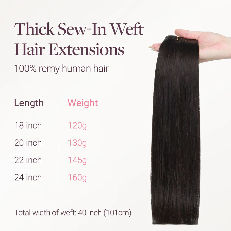 Dark Brown (2) Thick Sew-In Weft Hair Extensions (120g-160g) - Image 3