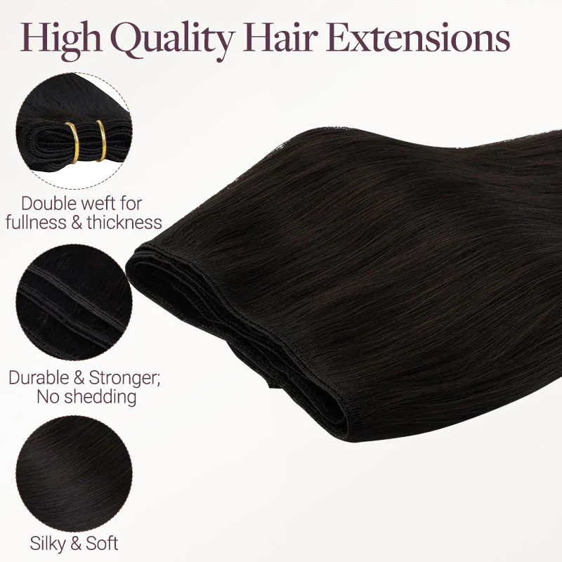 Dark Brown (2) Thick Sew-In Weft Hair Extensions (120g-160g) - Image 7