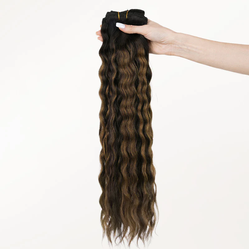 Dark Brown Balayage (2/6/2) Elf Curly Clip-in Hair Extensions (120-150g) - Image 4