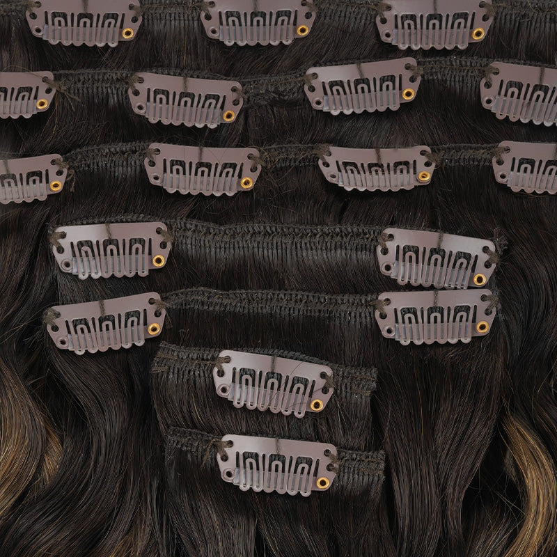 Dark Brown Balayage (2/6/2) Elf Curly Clip-in Hair Extensions (120-150g) - Image 7