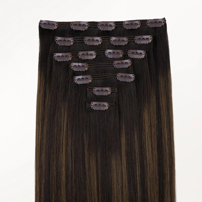 Dark Brown Balayage (2/6/2) Full Classic Clip-Ins (160g-220g) - Image 4