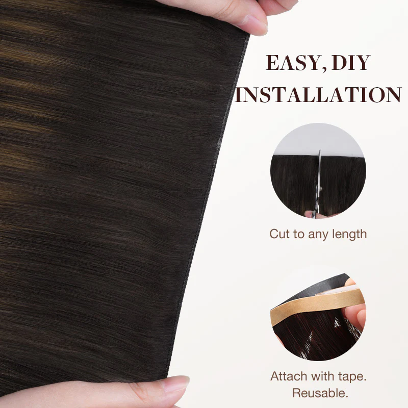 Dark Brown Balayage (2/6/2) Genius Tape Weft Hair Extensions 60g - Image 4