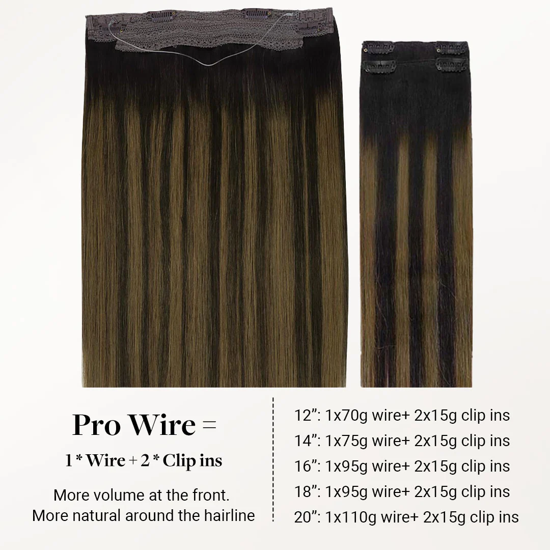 Dark Brown Balayage (2/6/2) Pro & Wire Hair Extension (70g-140g) - Image 4