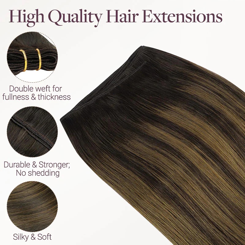 Dark Brown Balayage (2/6/2) Thick Sew-In Weft Hair Extensions (120g-160g) - Image 7