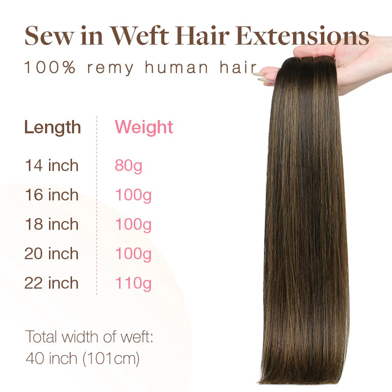 Dark Brown Balayage (2/6/2) Sew-In Weft Hair Extensions (80g-120g) - Image 7
