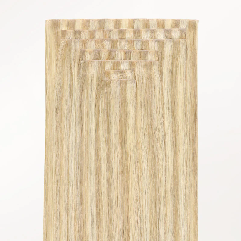 Dark Blonde Highlighted Bleach Blonde (18A/613A) Invisi Edge Seamless Clip-Ins (140g-160g) - Image 4