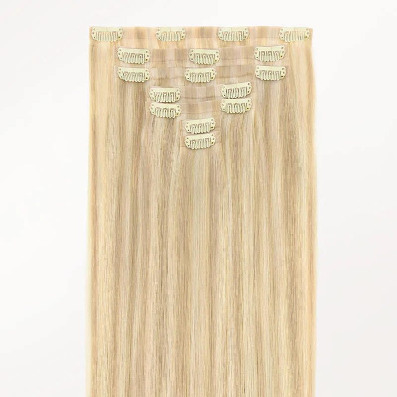 Dark Blonde Highlighted Bleach Blonde (18A/613A) Invisi Edge Seamless Clip-Ins (140g-160g) - Image 5