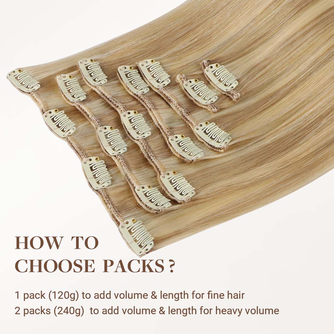 Dirty Blonde Highlights (18D/22F) Classic Clip-Ins (120g-130g) - Image 5