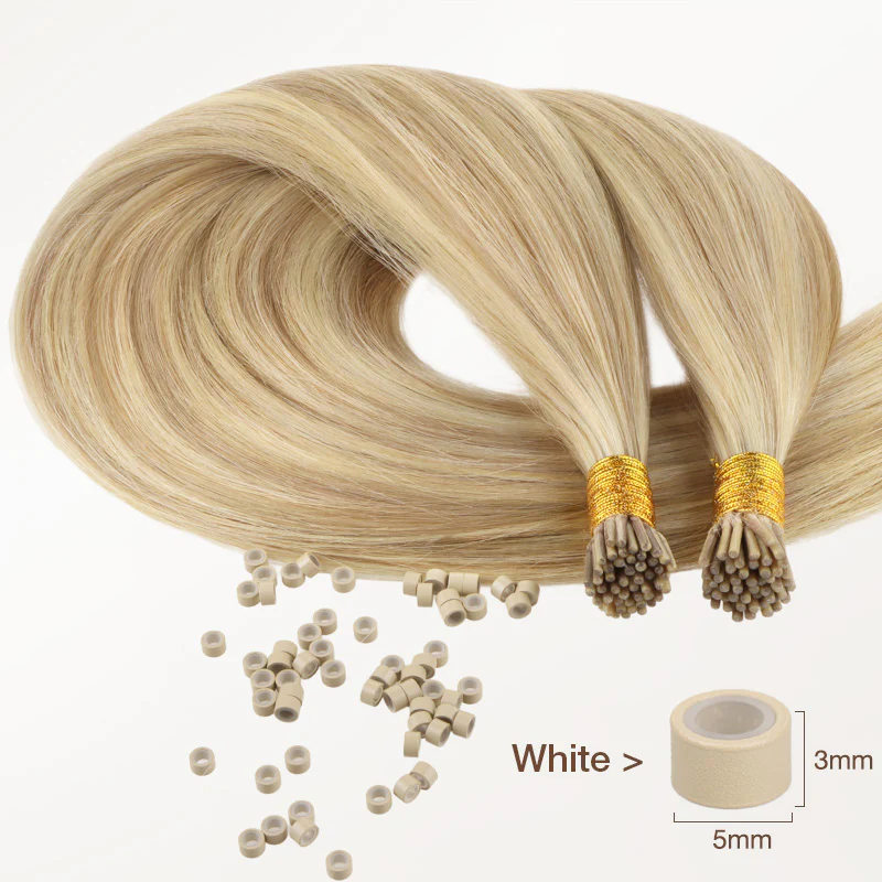 Dirty Blonde Highlights (18D/22F) I-Tip Hair Extensions 50g - Image 3