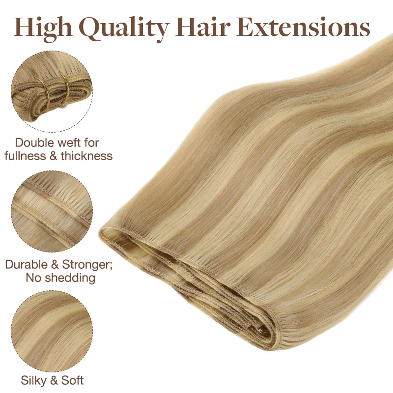 Dirty Blonde Highlights (18D/22F) Sew-In Weft Hair Extensions (80g-120g) - Image 5