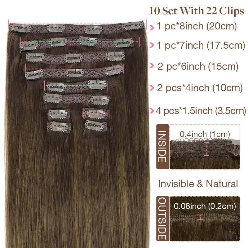 GOO GOO Double Drawn Clip in Hair Extensions 160g - Image 76