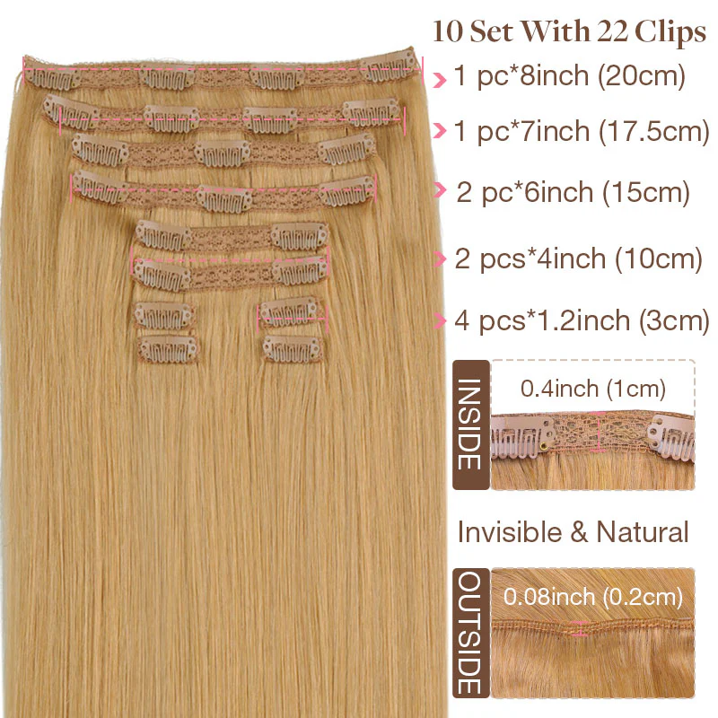 Double Drawn Clip in Hair Extensions 160g-sale - Image 25