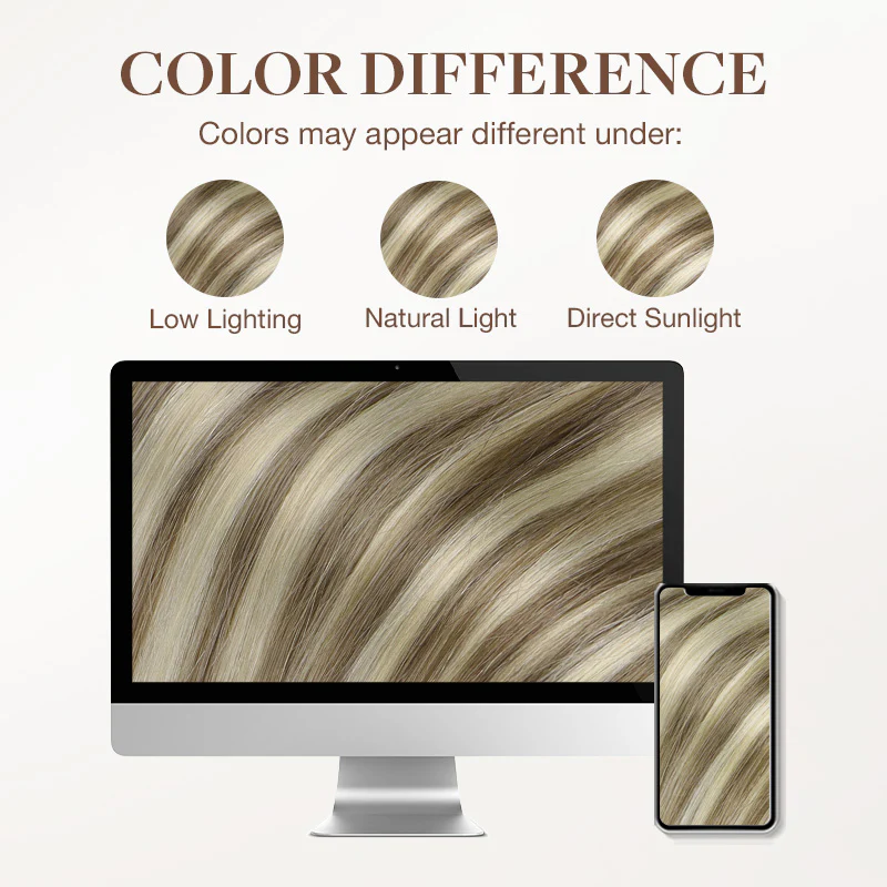 Golden Blonde Highlights (8B/60B) Wire Hair Extensions (70g-110g) - Image 7