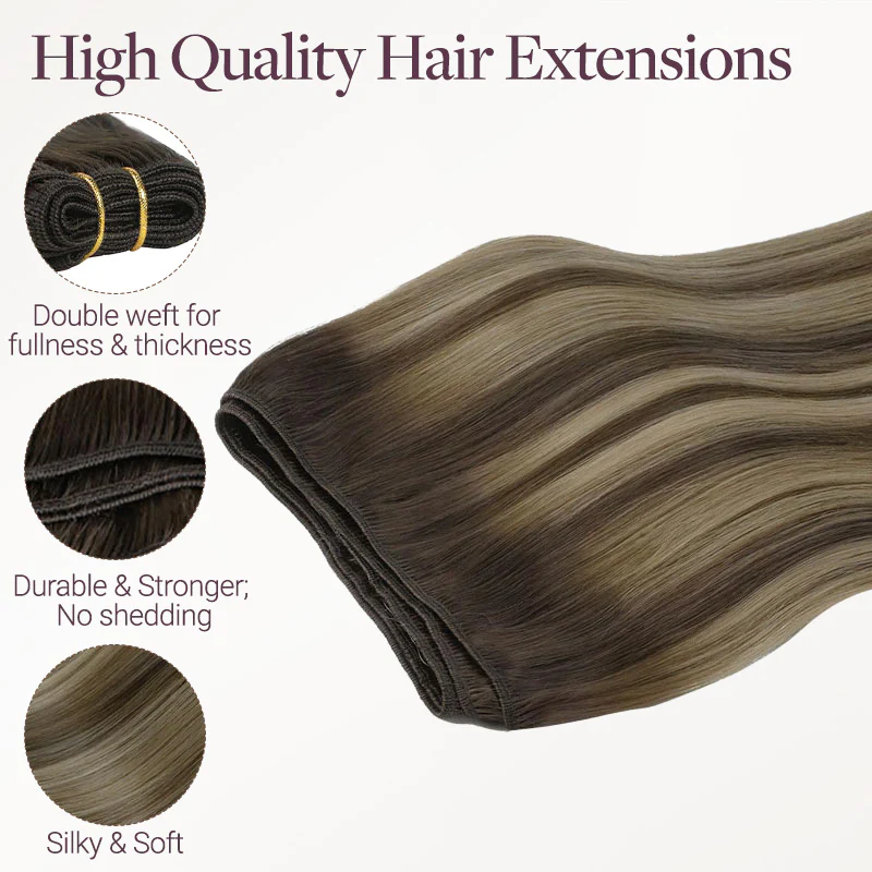 Honey Blonde Balayage (4/26/4) Thick Sew-In Weft Hair Extensions (120g-160g) - Image 7