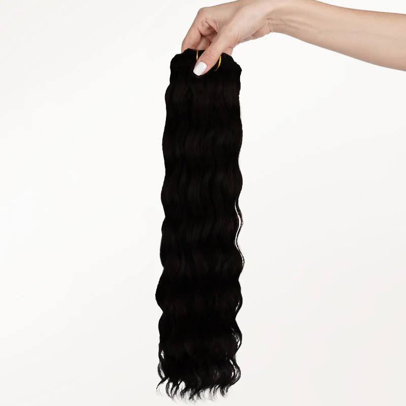 Jet Black (1) Elf Curly Clip-in Hair Extensions (120-150g) - Image 4