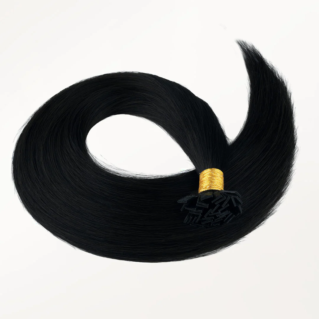 Jet Black (1) Flat Tip Hair Extensions 60g - Image 5