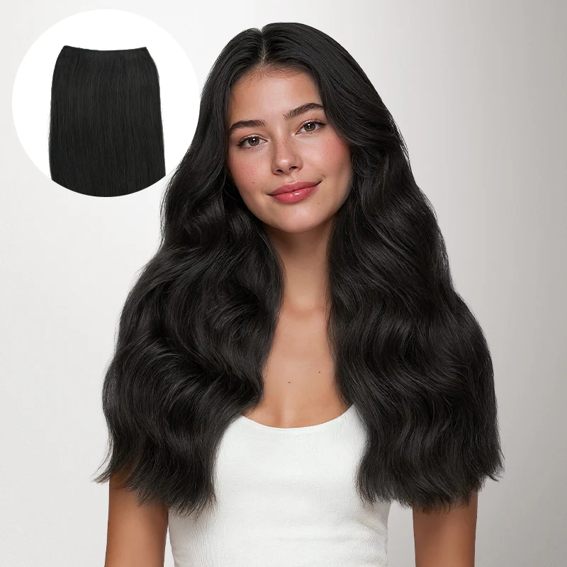 Jet Black (1) Thick Genius Tape Weft Hair Extensions 100-120g
