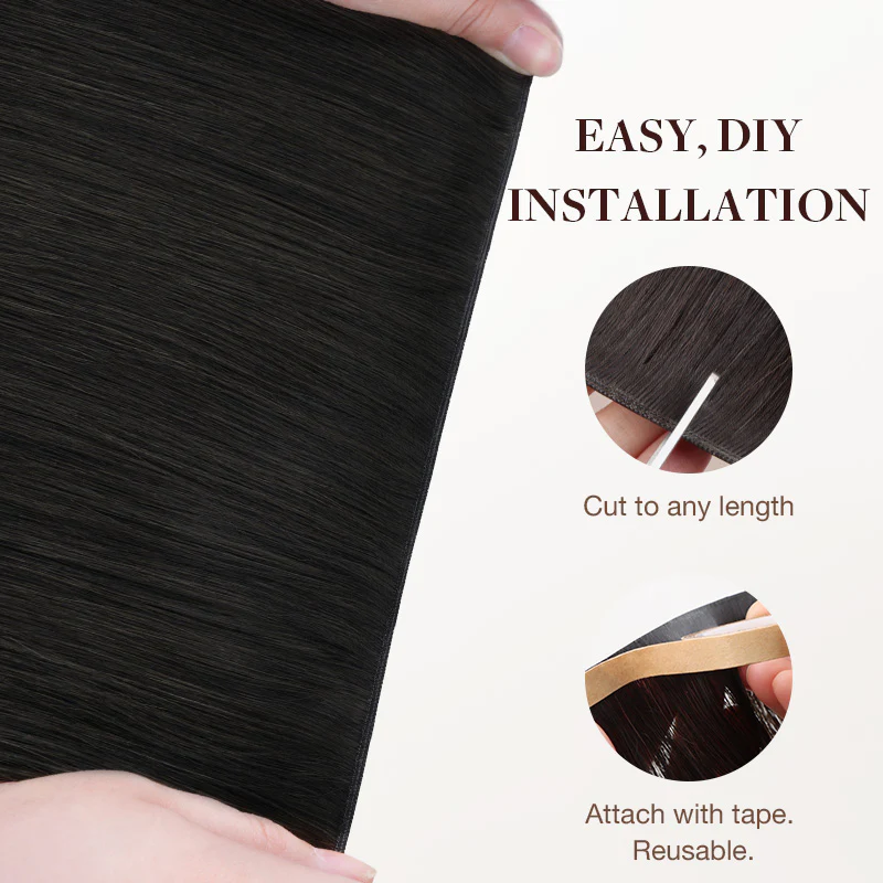Jet Black (1) Thick Genius Tape Weft Hair Extensions 100-120g - Image 7