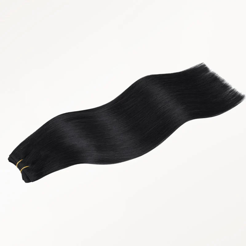 Jet Black (1) Thick Sew-In Weft Hair Extensions (120g-160g) - Image 5