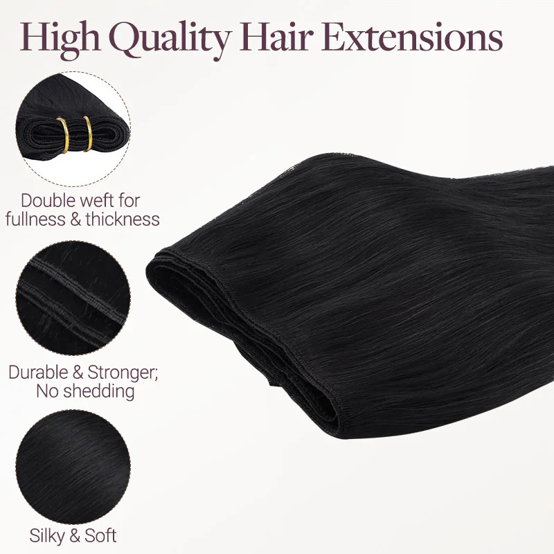 Jet Black (1) Thick Sew-In Weft Hair Extensions (120g-160g) - Image 7