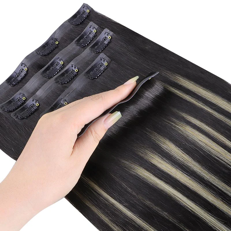 Black To Light Blonde Balayage (1B/19/1B) Seamless Clip-Ins (130g-160g) - Image 4