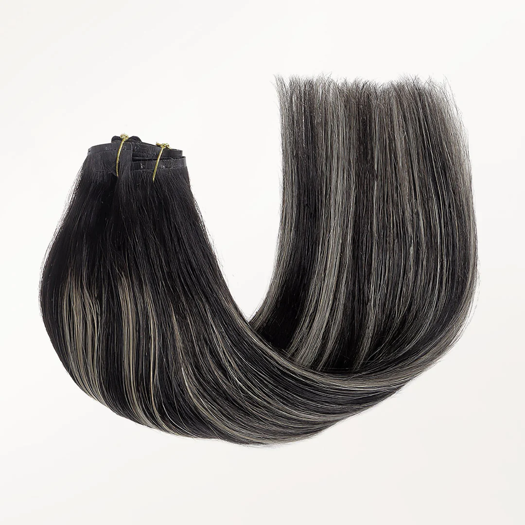 Black To Light Blonde Balayage (1B/19/1B) Seamless Clip-Ins (130g-160g) - Image 8